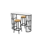 Zestaw Barowo - Jadalniany z Metalu , Blat Biały Płyta MDF  Stół +2 Taborety Model  ZETS-36